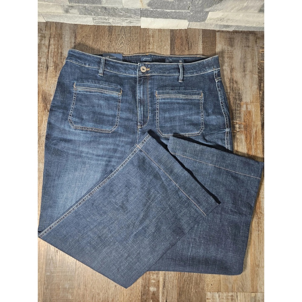 NEW J Jill High Rise Flare Women 18R Tremont Wash MSRP $109 NWT Wide Leg Baggy